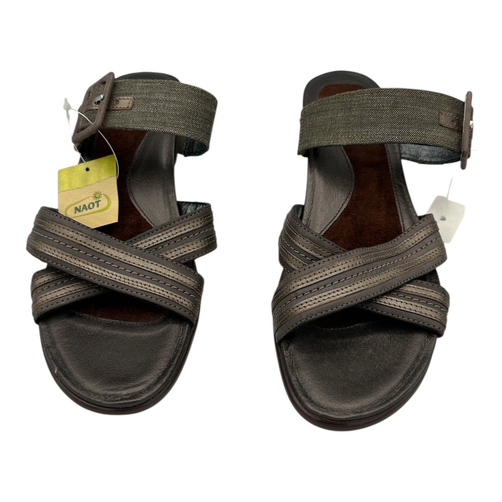 NAOT Women's Bronze Metallic Crisscross Strap Wedge Sandals Size 41 EU 10 US